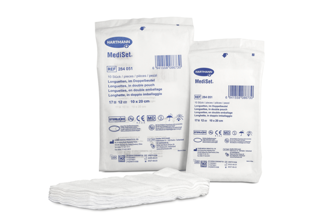 ES Compresses pliées et longuettes type 17, stériles double emballage 10 x 20 cm P10 12pl