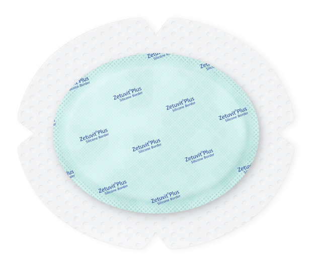 Zetuvit® Plus Silicone Border steril, einzeln verpackt 13 x 15.5 (IM 7,5x10cm) cm Oval
