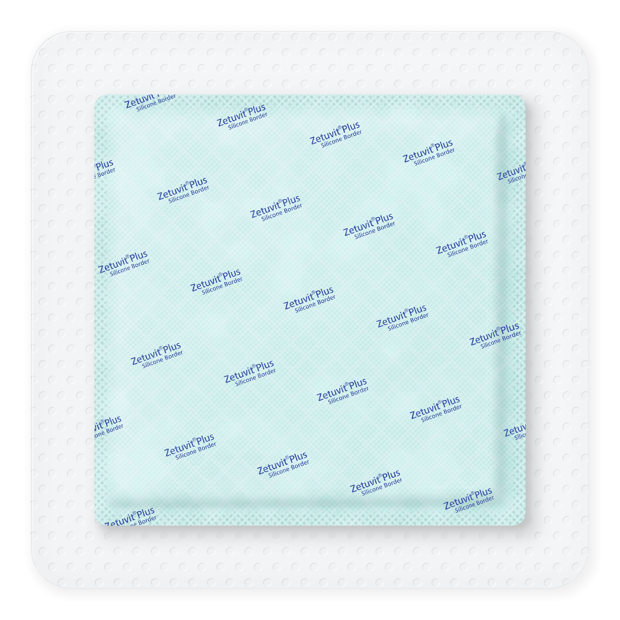 Zetuvit® Plus Silicone Border stérile, emballage individuel 17.5 x 17.5  (12,1x12,1) cm