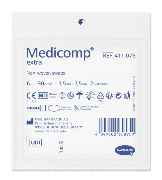 Medicomp® extra, 6 plis stérile, P25x2 7.5 x 7.5 cm