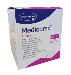 Medicomp® Drain Compresse à fente stérile 6 plis, P25x2 7.5 x 7.5 cm
