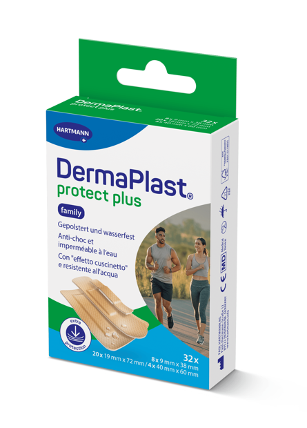 DermaPlast® Protect Plus pansement adhésif Family, strips emballés individuellement 3 grandeurs assorties