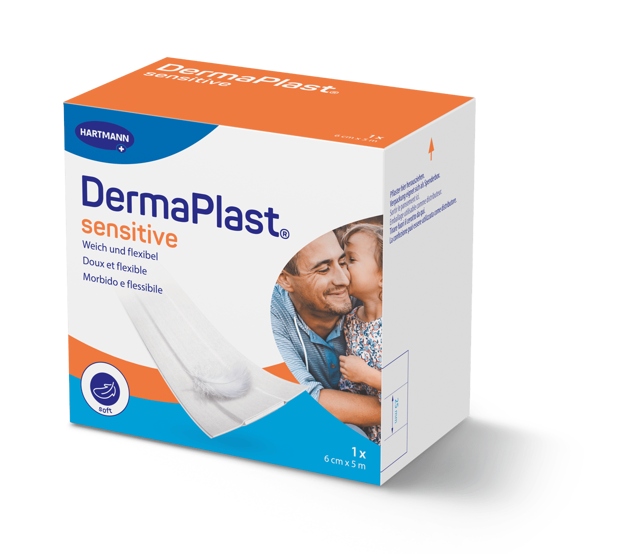 DermaPlast® Sensitive weiss Wundschnellverband, zuschneidbar 5 m x 6 cm, weiss