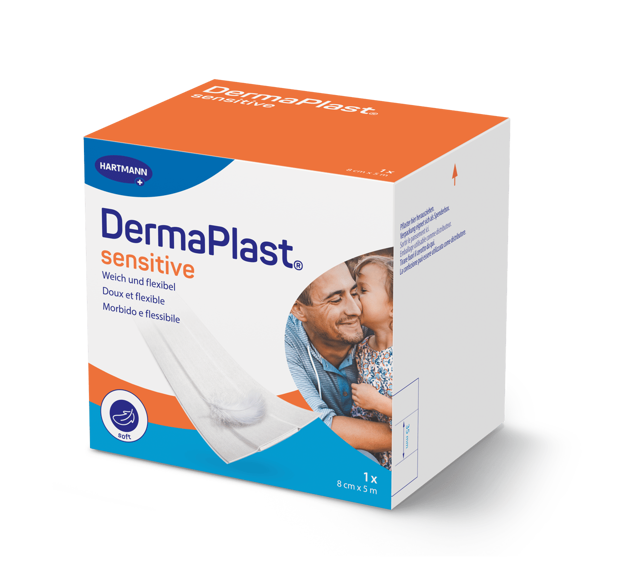 DermaPlast® Sensitive blanc pansement rapide, découpable 5 m x 8 cm, blanc