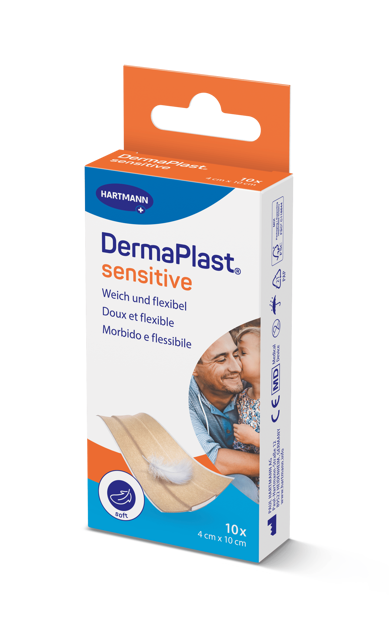 DermaPlast® Sensitive hautfarbig Wundschnellverband, zuschneidbar 4 x 10 cm