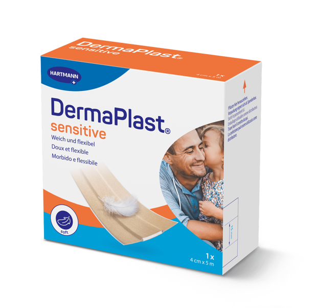 DermaPlast® Sensitive hautfarbig Wundschnellverband, zuschneidbar 5 m x 4 cm
