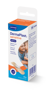 DermaPlast® Sensitive hautfarbig Express Packung Strips, einzeln verpackt 19 mm x 72 mm
