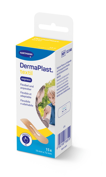 DermaPlast® Textil Pflaster Express Packung Strips, einzeln verpackt 19 x 72 mm