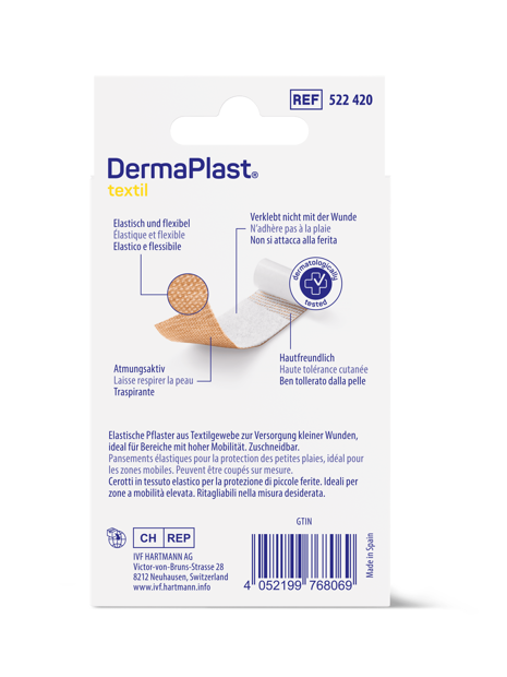 DermaPlast® Textil Pansement adhésif pansement rapide, découpable 6 x 10 cm