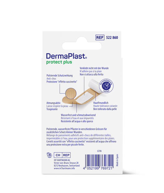 DermaPlast® Protect Plus pansement adhésif Family, strips emballés individuellement 3 grandeurs assorties