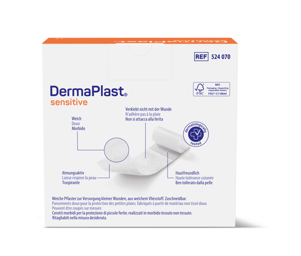 DermaPlast® Sensitive blanc pansement rapide, découpable 5 m x 4 cm, blanc