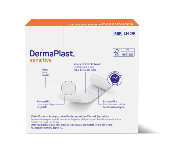 DermaPlast® Sensitive blanc pansement rapide, découpable 5 m x 8 cm, blanc