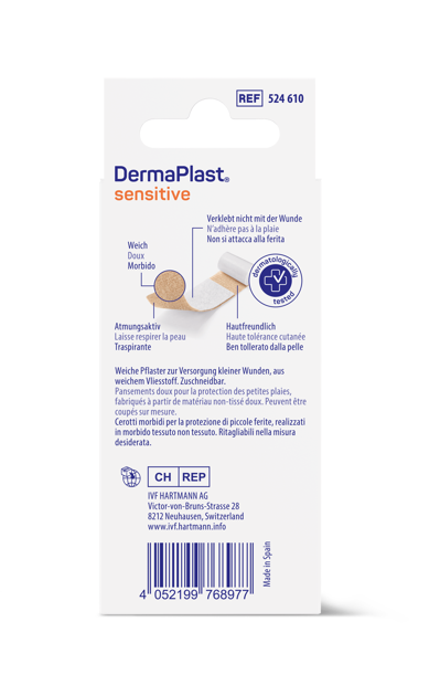 DermaPlast® Sensitive hautfarbig Wundschnellverband, zuschneidbar 4 x 10 cm