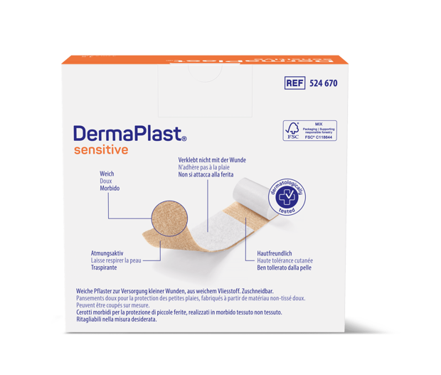 DermaPlast® Sensitive hautfarbig Wundschnellverband, zuschneidbar 5 m x 4 cm