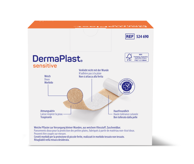 DermaPlast® Sensitive couleur chair pansement rapide, découpable 5 m x 8 cm