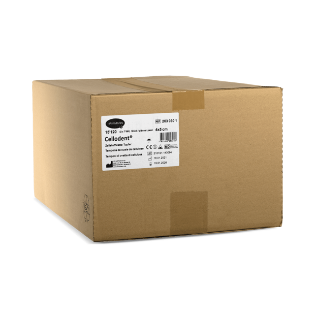 Cellodent® Zellstoffwatte-Tupfer, unsteril 12-fach 4 x 5 cm